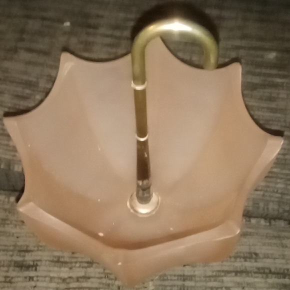 VINTAGE FENTON 1950’s PINK FROSTED SATIN GLASS UMBRELLA TRINKET CANDY DISH BOWL - Picture 9 of 12
